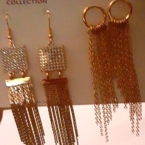 2 pairs of Earrings. Gold tone. For pierced ears By MIA COLLECTION
